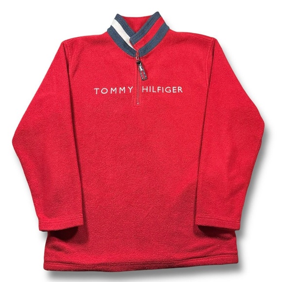 VINTAGE TOMMY HILFIGER RED FLEECE - (L- XL) - Picture 1 of 4